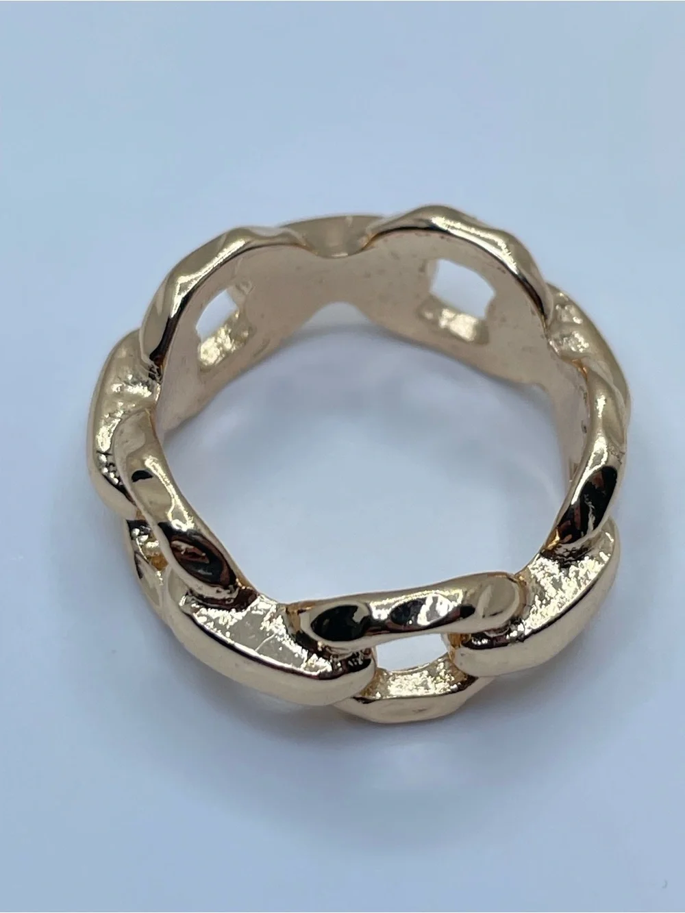Gold Tone Chunky Chain Link Ring Bold Statement Fashion